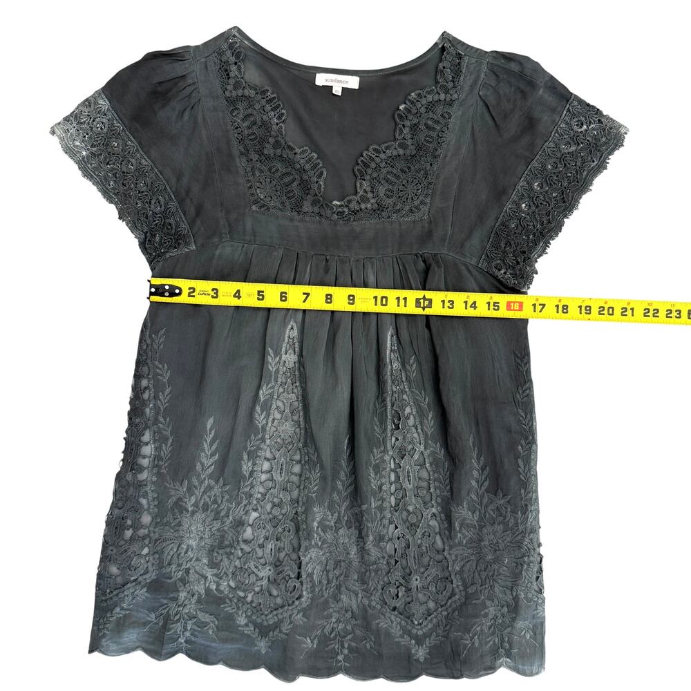 Sundance Babydoll Top Silk Blend Lace Embroidery XS Y2K Style Romantic Fairy - Picture 12 of 14
